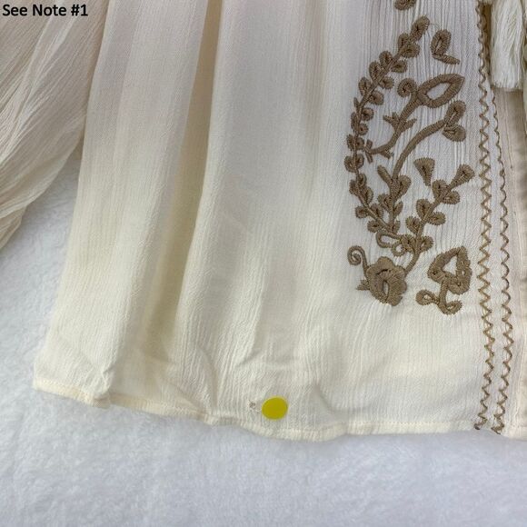 Karen Kane Embroidered Peasant Top in Cream - Picture 4 of 4